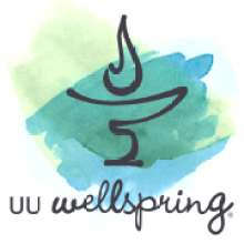 a drawn chalice logo with the text "uu wellspring"
