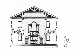 sketch of church inside original plans