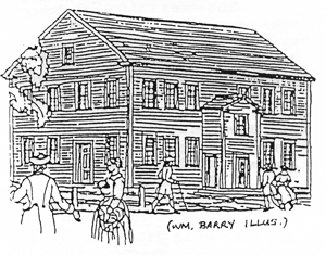 first church drawing of original meetinghouse