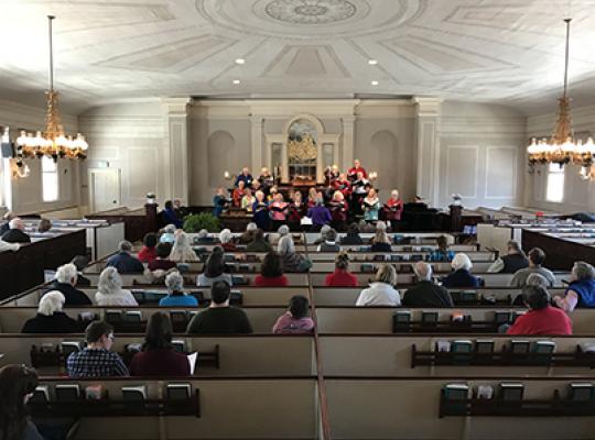 Sunday Service on a Sunny day with the tri-quire from three churches.